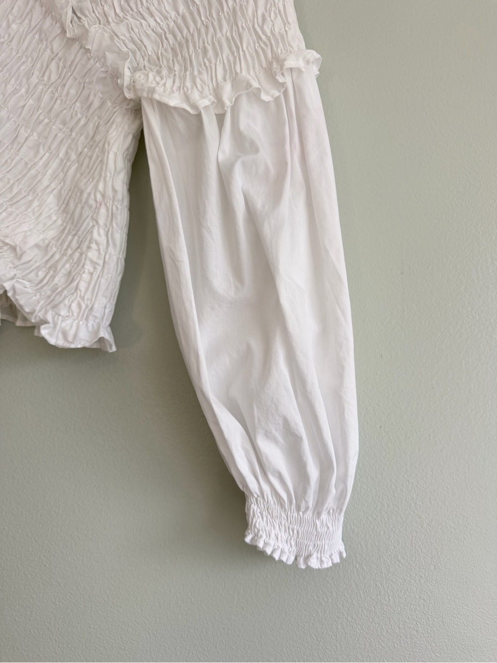 Zara White Smocked Off Shoulder Crop Top - Picture 3 of 10